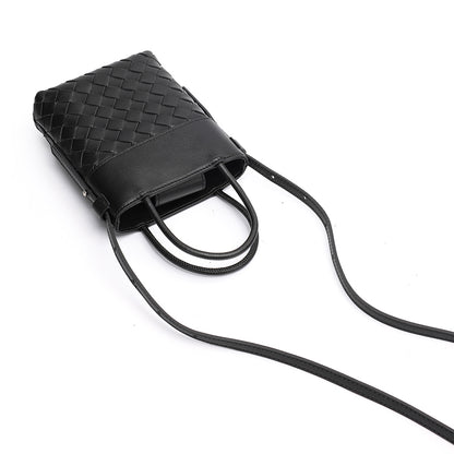 Mini borsa clutch artigianale intrecciata in vera pelle di agnello