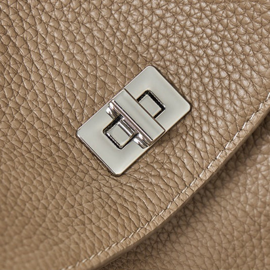 Nonchalant Lychee-Grain Genuine Leather Crossbody Hobo Bag