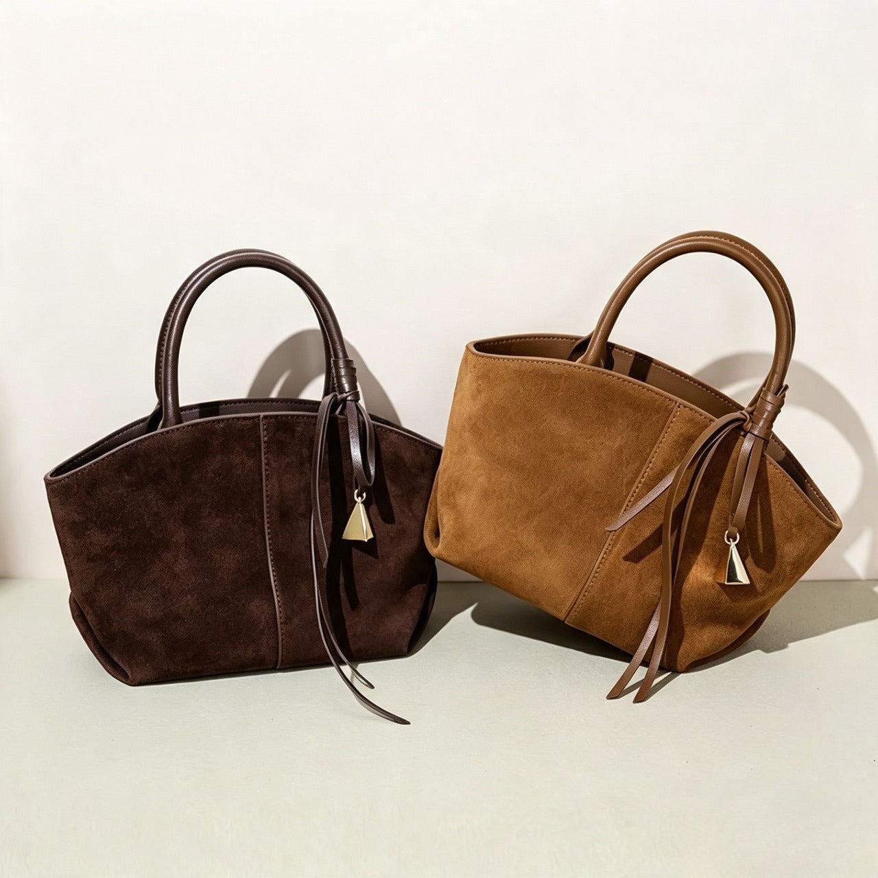 Minimalist Suede Genuine Leather Trapezoidal Clutch Bag