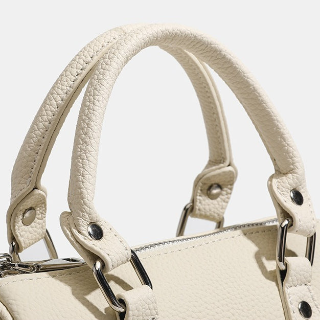 Retro Luxury Pebbled Genuine Leather Boston Clutch Bag