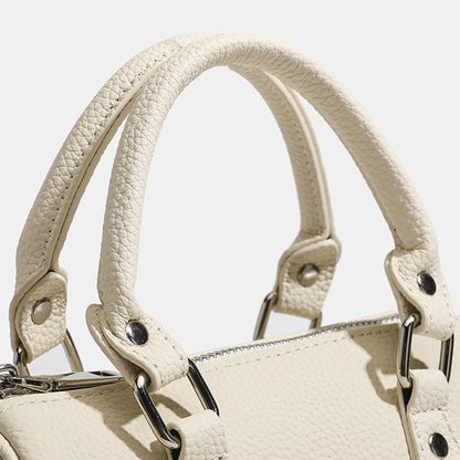 Retro Luxury Pebbled Genuine Leather Boston Clutch Bag