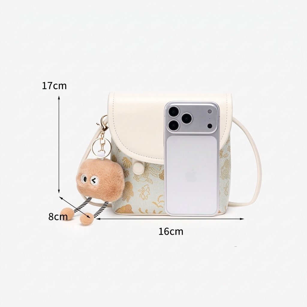 Exquisite Embroidered Vegan Eco-Leather Compact Flap Clutch Bag