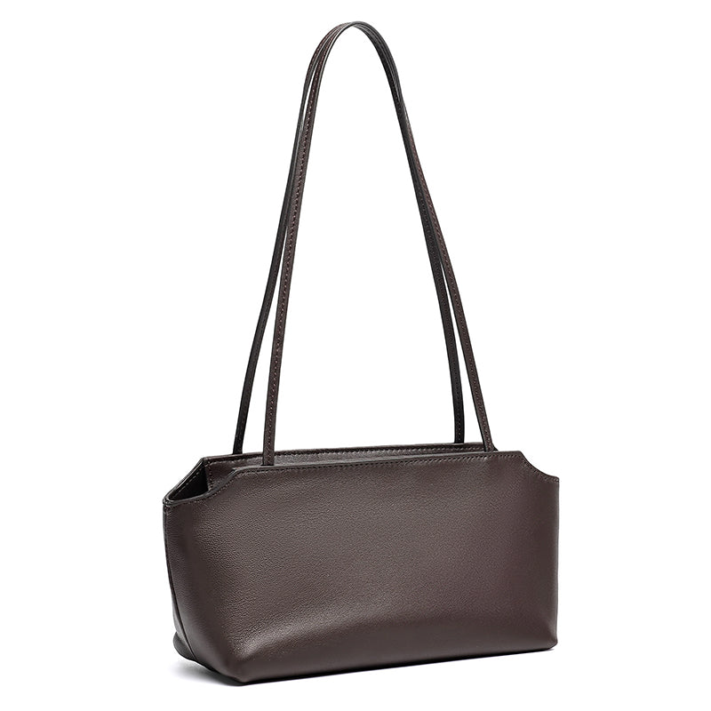 Minimalist Genuine Lambskin Leather Baguette Clutch Bag
