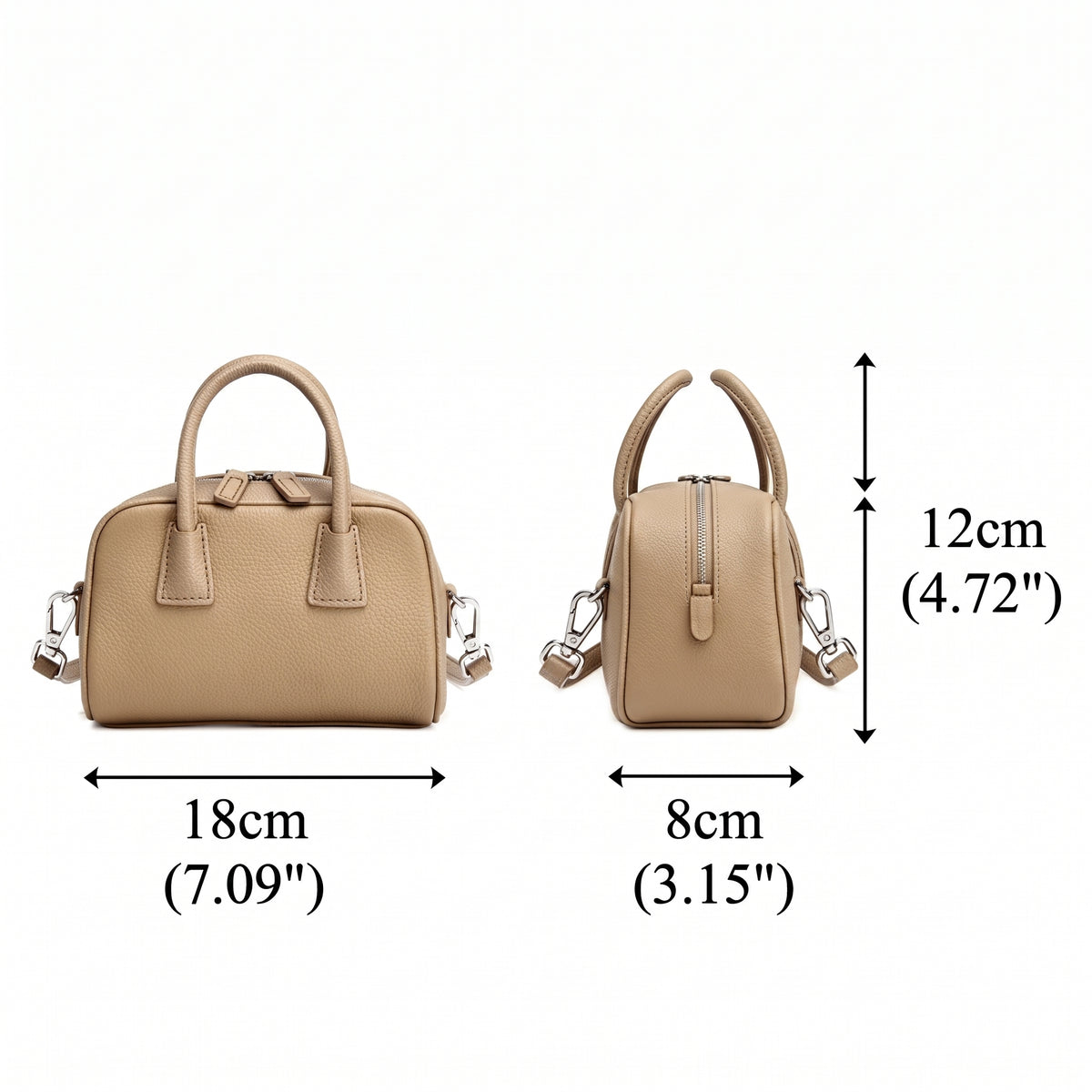 Mini borsa Boston pochette imbottita in vera pelle martellata