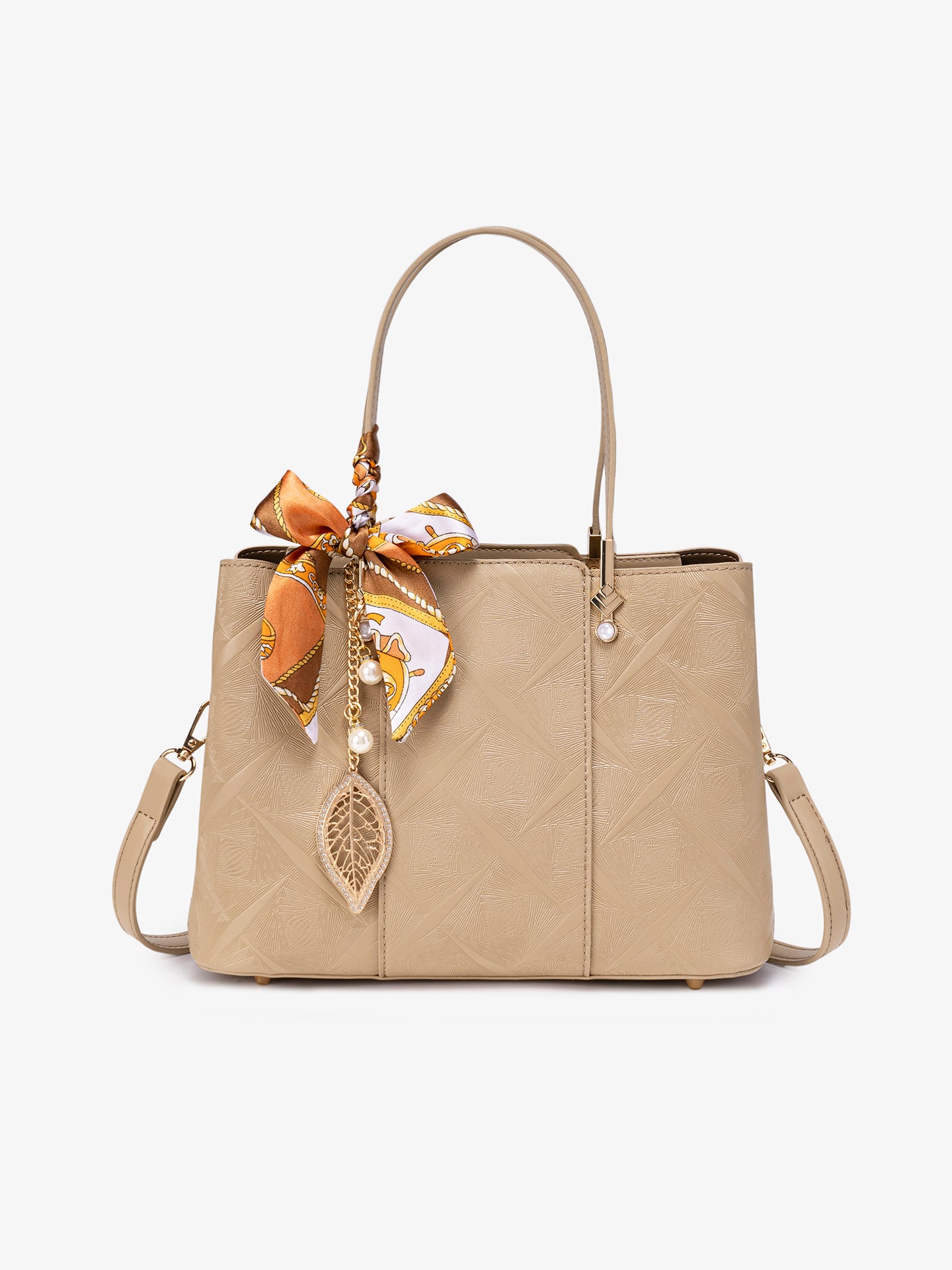 Timeless Vegan Eco-Leather Clutch Bag with Silk Scarf Charm