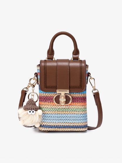 Artisan Multicolored Woven Vegan Eco-leather Mini Clutch Phone Bag