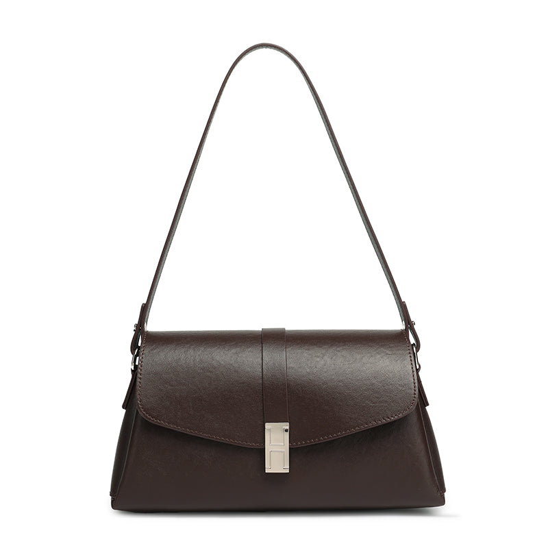 Borsa minimalista a spalla in vera pelle con fibbia H distintiva