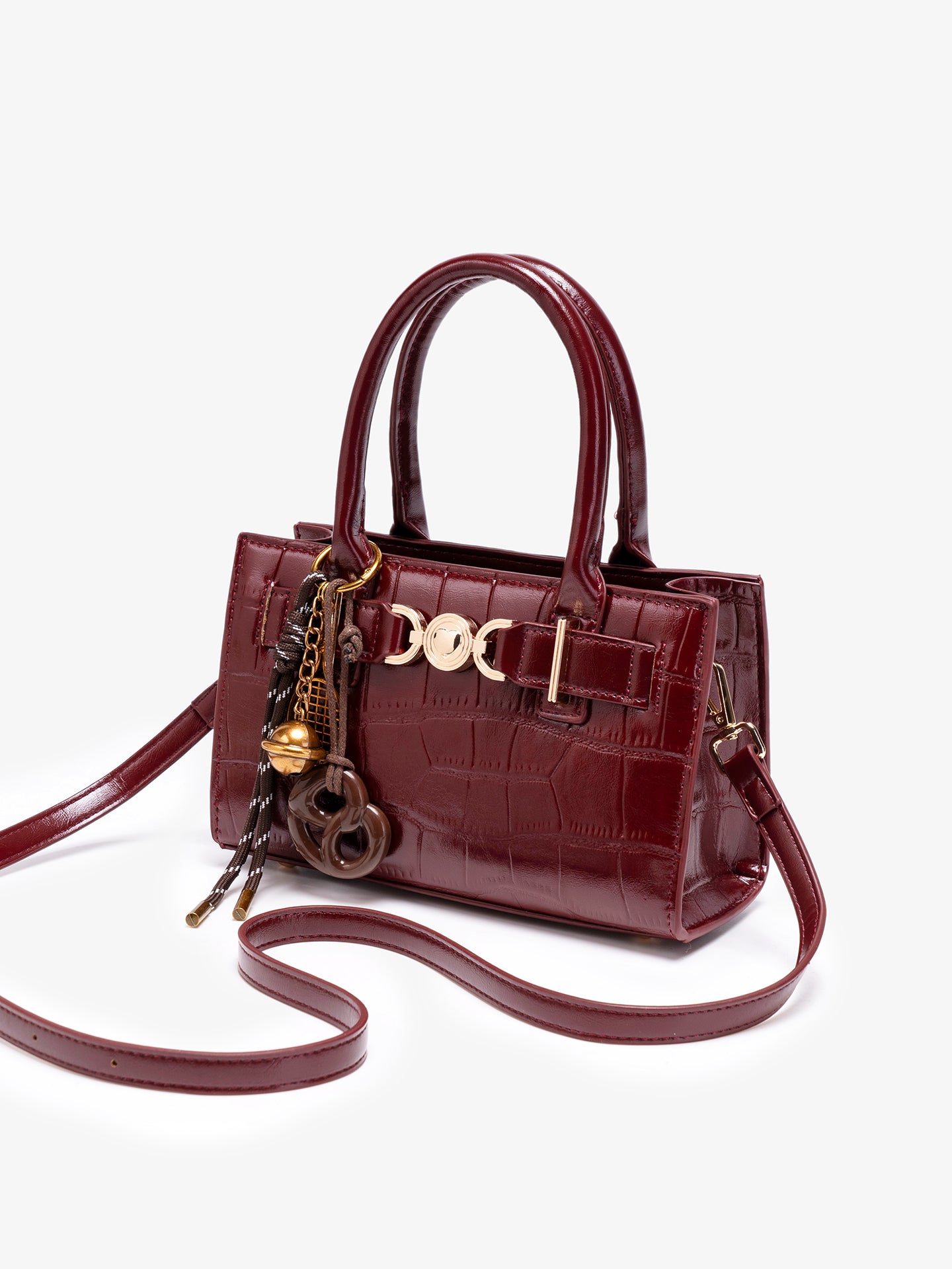 Exquisite Glossy Croc Embossed Vegan Eco-Leather Clutch Bag with Chic Charm
