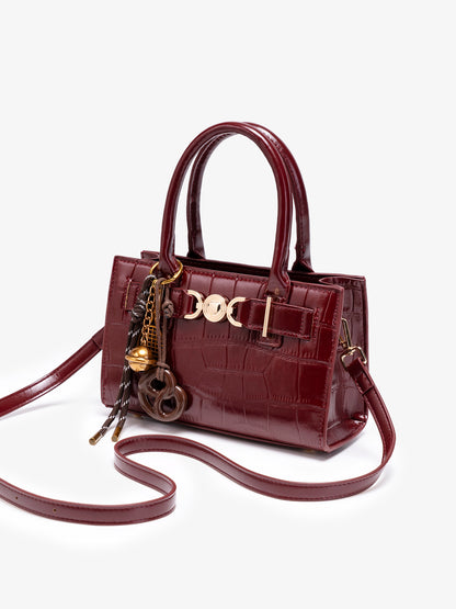 Exquisite Glossy Croc Embossed Vegan Eco-Leather Clutch Bag with Chic Charm