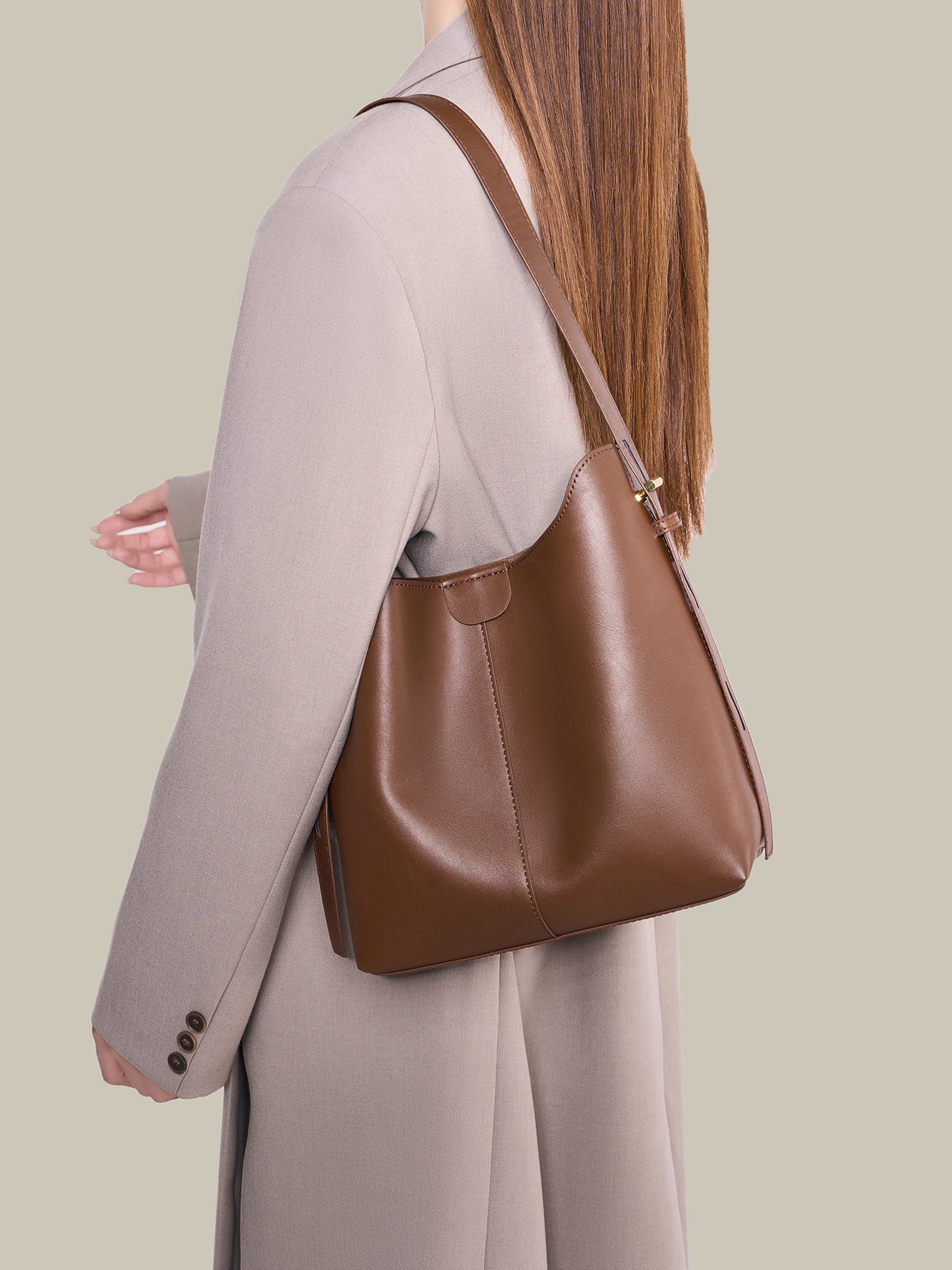 Classic Minimalist Vegan Eco-Leather Hobo Tote Clutch Bag