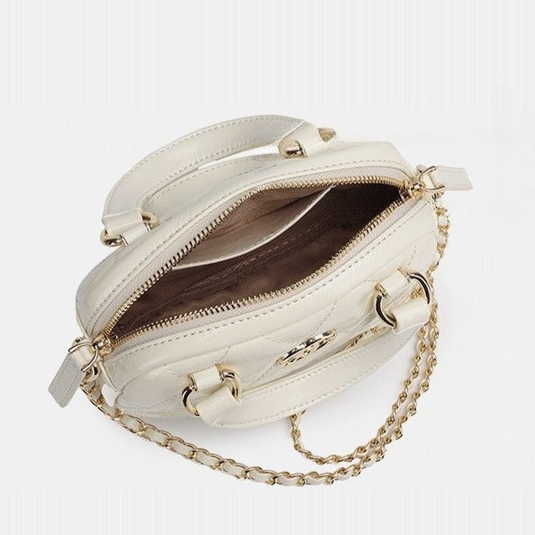 Exquisite Glossy Genuine Leather Quilted Chain Clutch Bag