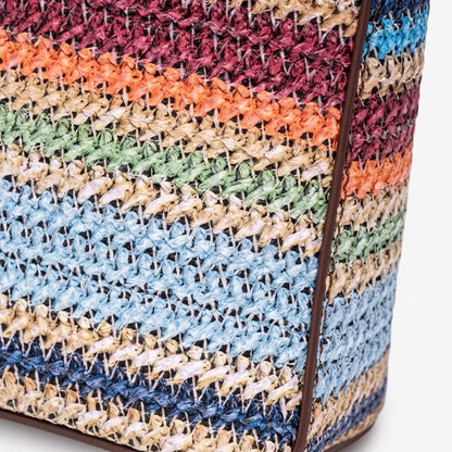 Mini sac bandoulière vibrant en cuir écologique végan à rayures arc-en-ciel