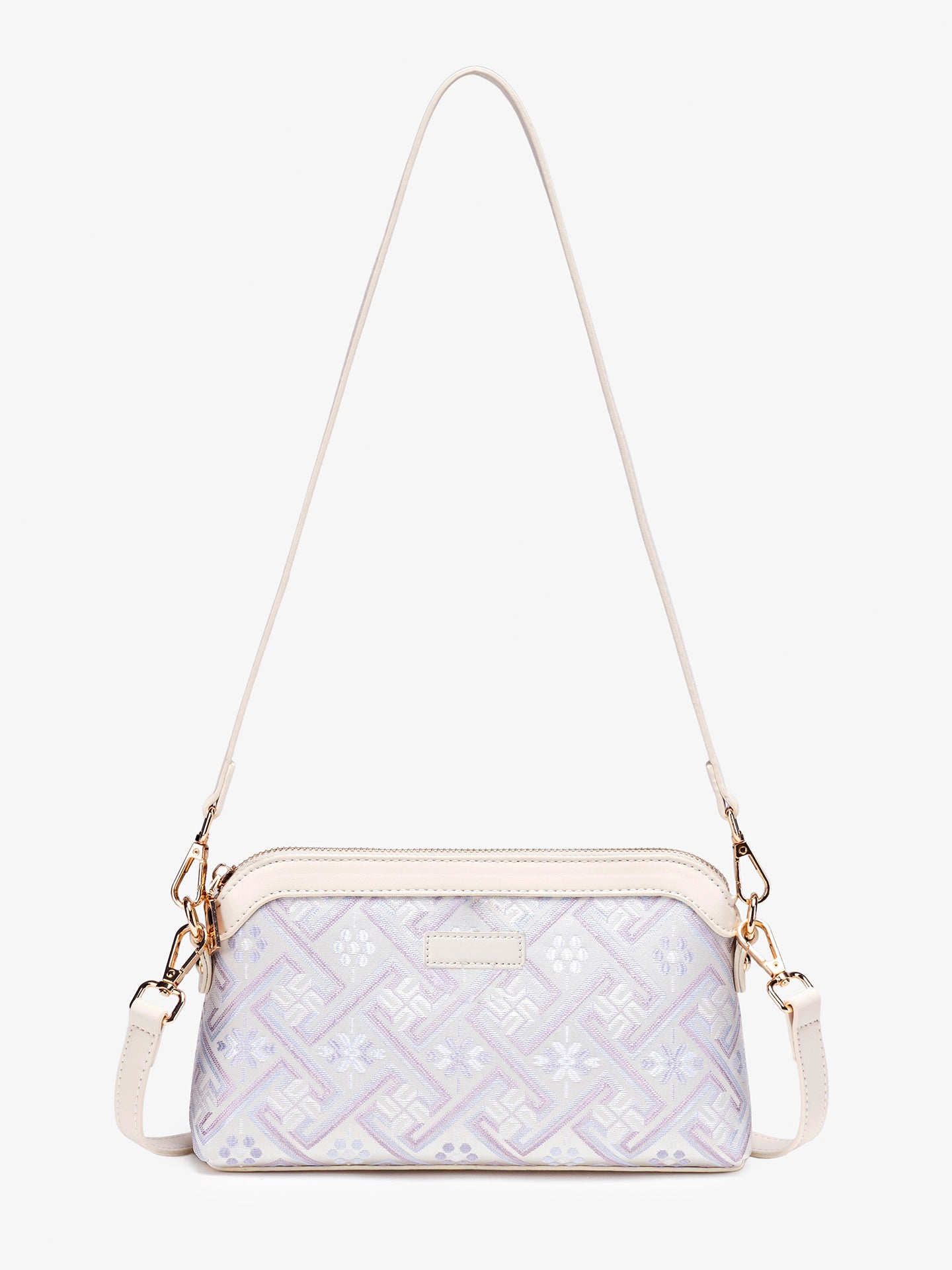 Pastel Oriental Jacquard Vegan Eco-Leather Mini Clutch Bag
