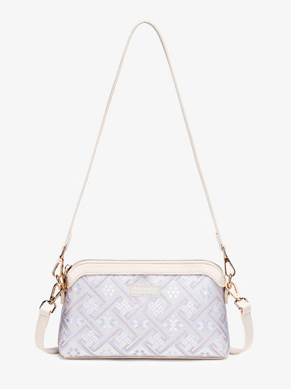 Pastel Oriental Jacquard Vegan Eco-Leather Mini Clutch Bag