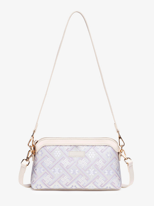 Pastel Oriental Jacquard Vegan Eco-Leather Mini Clutch Bag