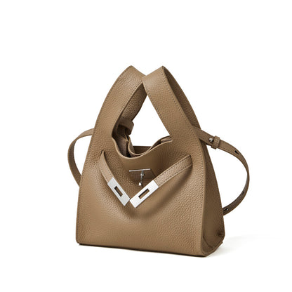 Borsa classica a secchiello chic in vera pelle per tutti i giorni, a tracolla