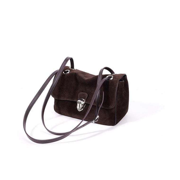Elegant Suede Genuine Leather Flap Clutch Bag