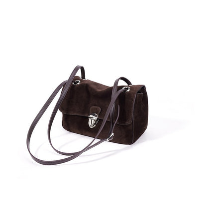 Elegant Suede Genuine Leather Flap Clutch Bag