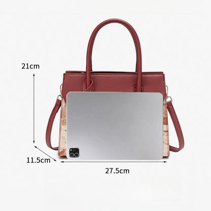 Classic Jacquard Vegan Eco-Leather Satchel Clutch Bag With Metal Charm