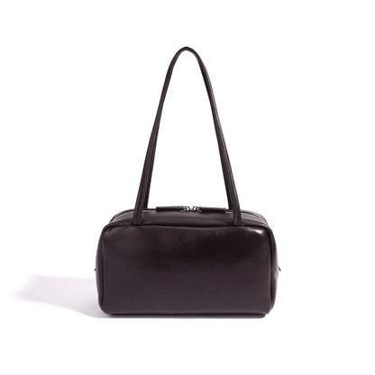 Bolso de mano tipo clutch minimalista de piel de oveja genuina con forma de bolera
