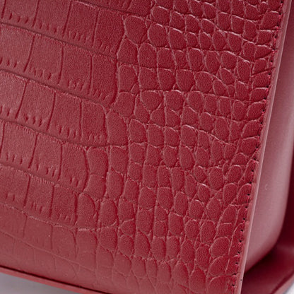 Stately Croc Vegan Eco-Leather Clutch Bag With Detachable Strap