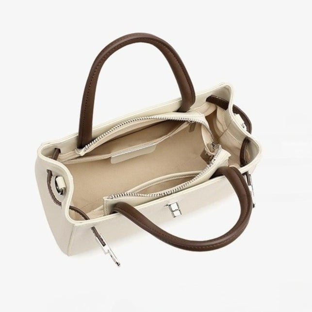 Textured Genuine Leather Kelly Satchel Elegant Crossbody Bag