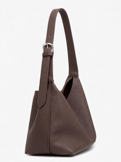 Borsa hobo a secchiello versatile in vera pelle con tracolla regolabile