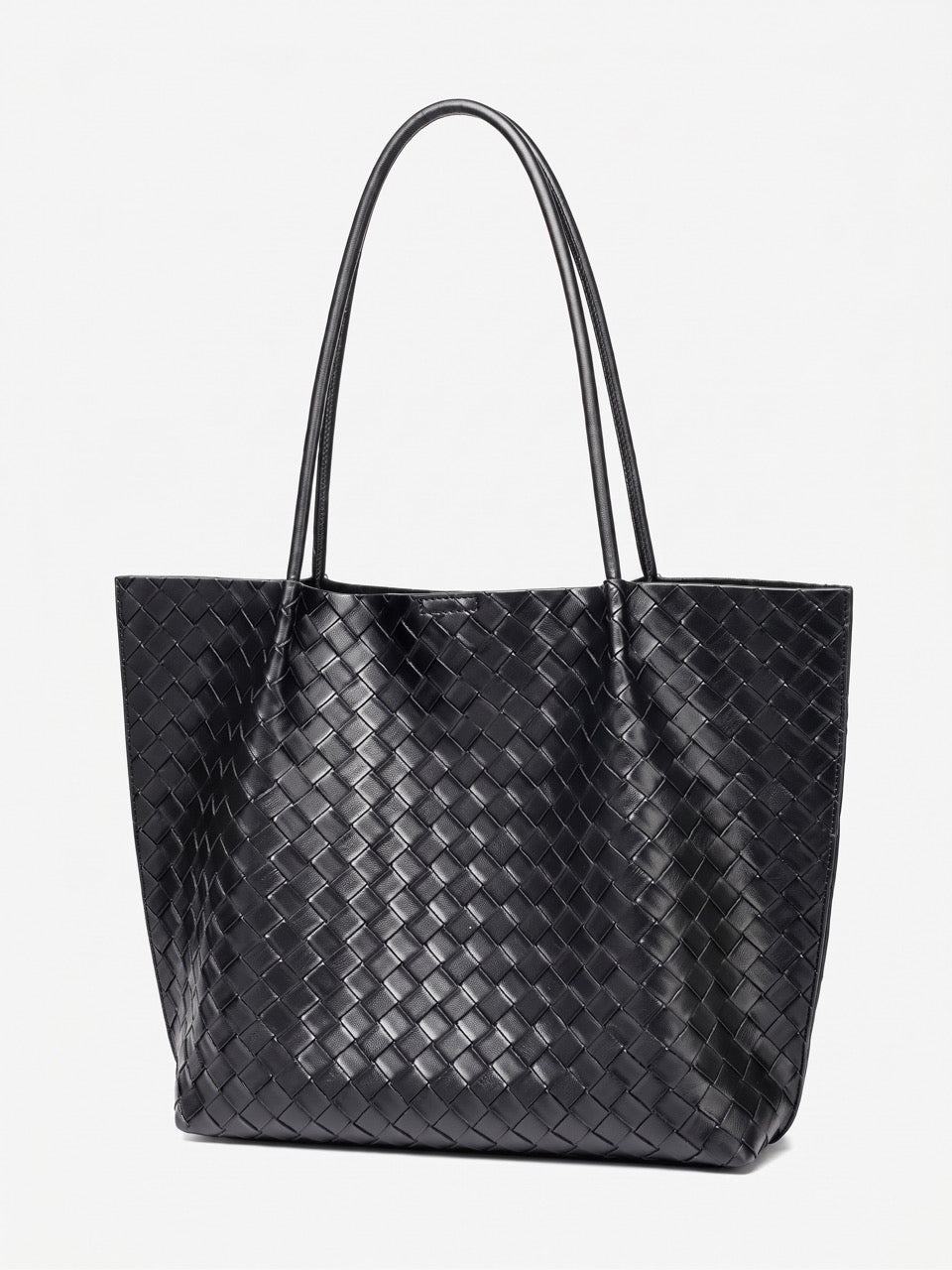 Minimalist Woven Genuine Leather Spacious Tote Clutch Bag