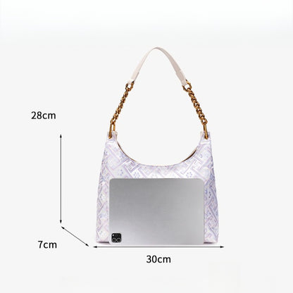 Artisanal Geometric Vegan Eco-Leather Hobo Chain Bag