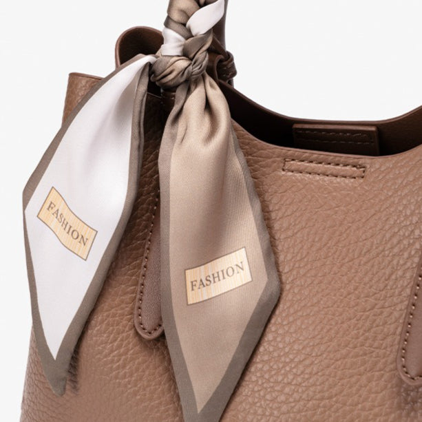 Elegant Brown Pebbled Vegan Eco-Leather Crossbody Clutch Bag