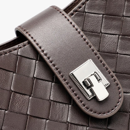 Intricate Woven Genuine Leather Saddle Clutch Bag