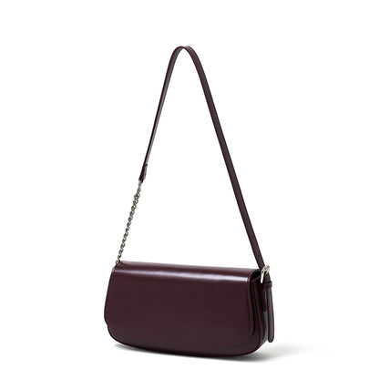 Minimalist Vintage Genuine Leather Baguette Saddle Bag
