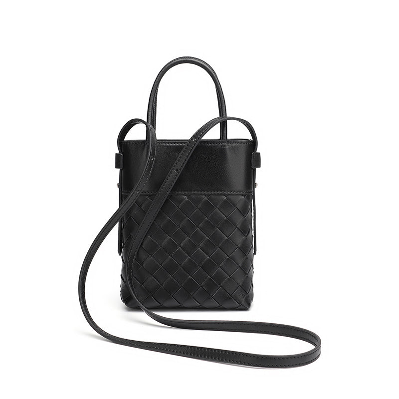 Mini borsa clutch artigianale intrecciata in vera pelle di agnello