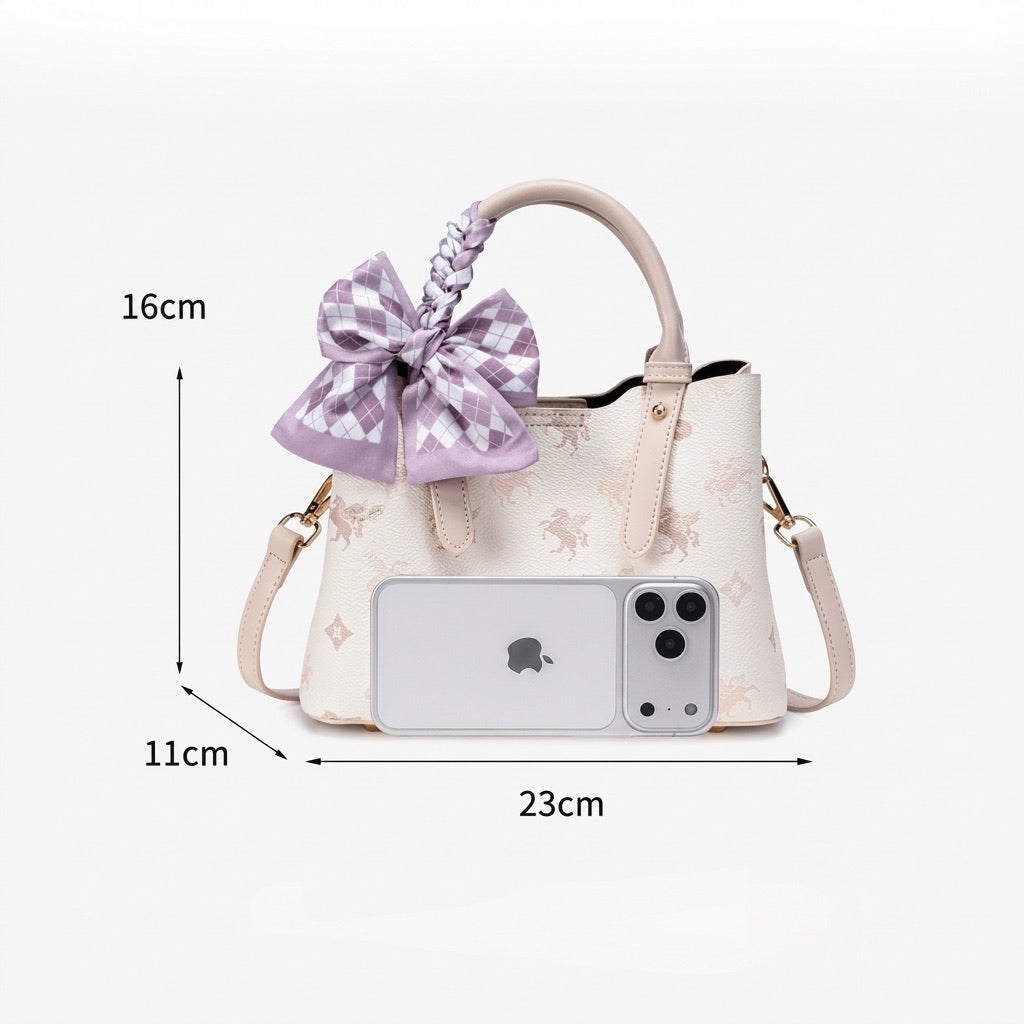Gentle Pegasus Print Vegan Eco-Leather Clutch Bag With Silk Scarf