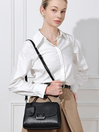 Chic Genuine Leather Square Flap Clutch Bag
