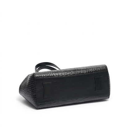 Sleek Luxe Croc Embossed Genuine Leather Bowling Clutch Bag