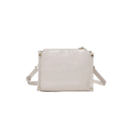 Borsa vintage a spalla e tracolla con manico in vera pelle effetto coccodrillo lucido