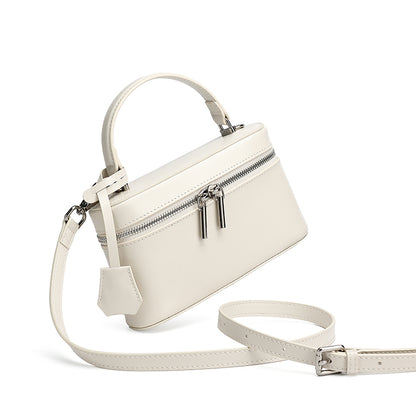 Bolso clutch cuadrado minimalista de cuero genuino