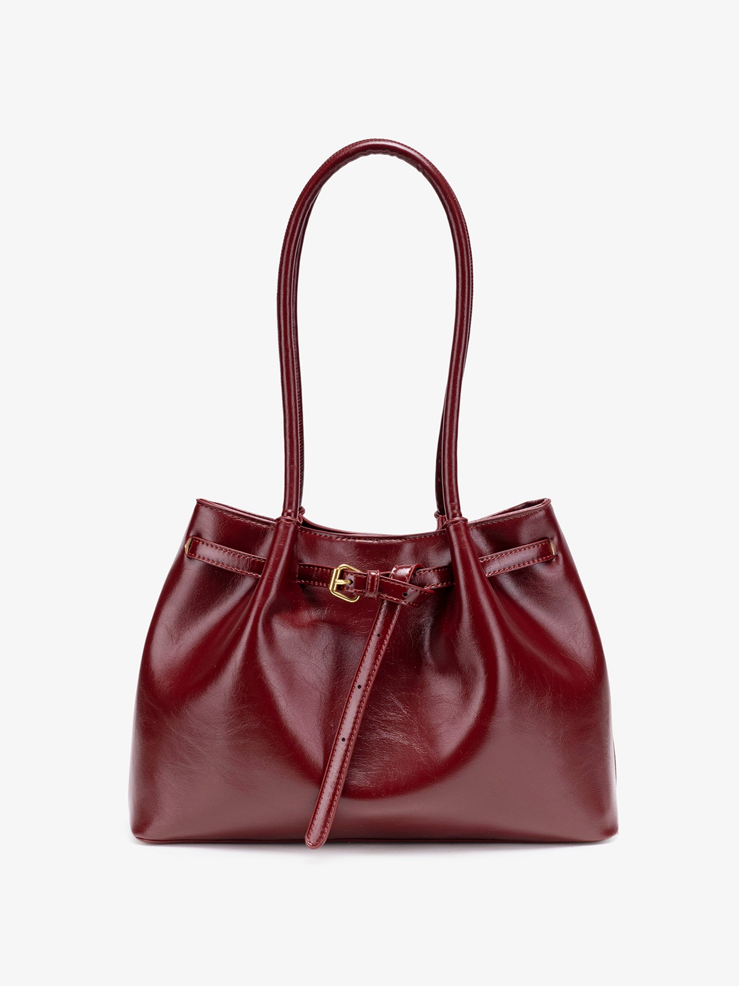 Minimalist Glossy Vegan Eco-Leather Tote Clutch Bag