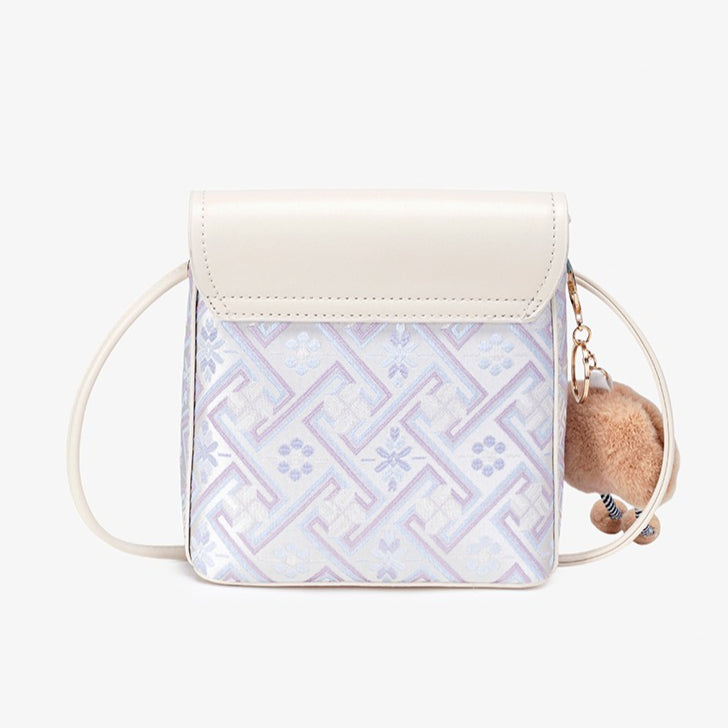 Refined Vegan Eco-Leather Mini Crossbody Bag with Lovely Charm