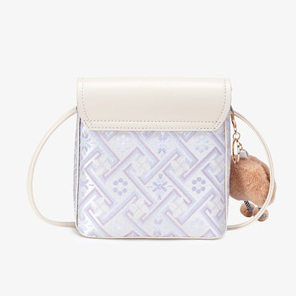 Refined Vegan Eco-Leather Mini Crossbody Bag with Lovely Charm