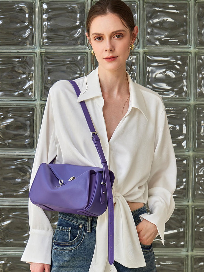 Silky Matte Genuine Leather Envelope Flap Clutch Bag