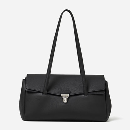 Sleek Pebbled Grain Texture Flap Genuine Leather Tote Clutch Bag