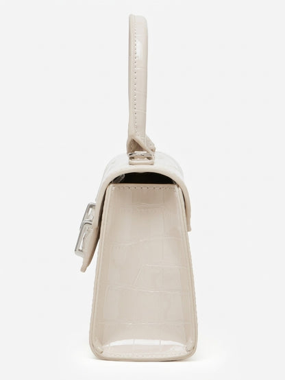 Borsa a tracolla minimalista in vera pelle effetto coccodrillo con manico