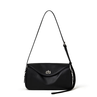 Borsa pochette a busta con patta, in vera pelle opaca e setosa