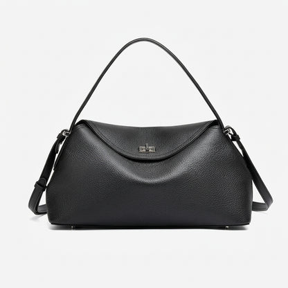 Slouchy Pebbled Genuine Leather Pillow Flip Clutch Bag