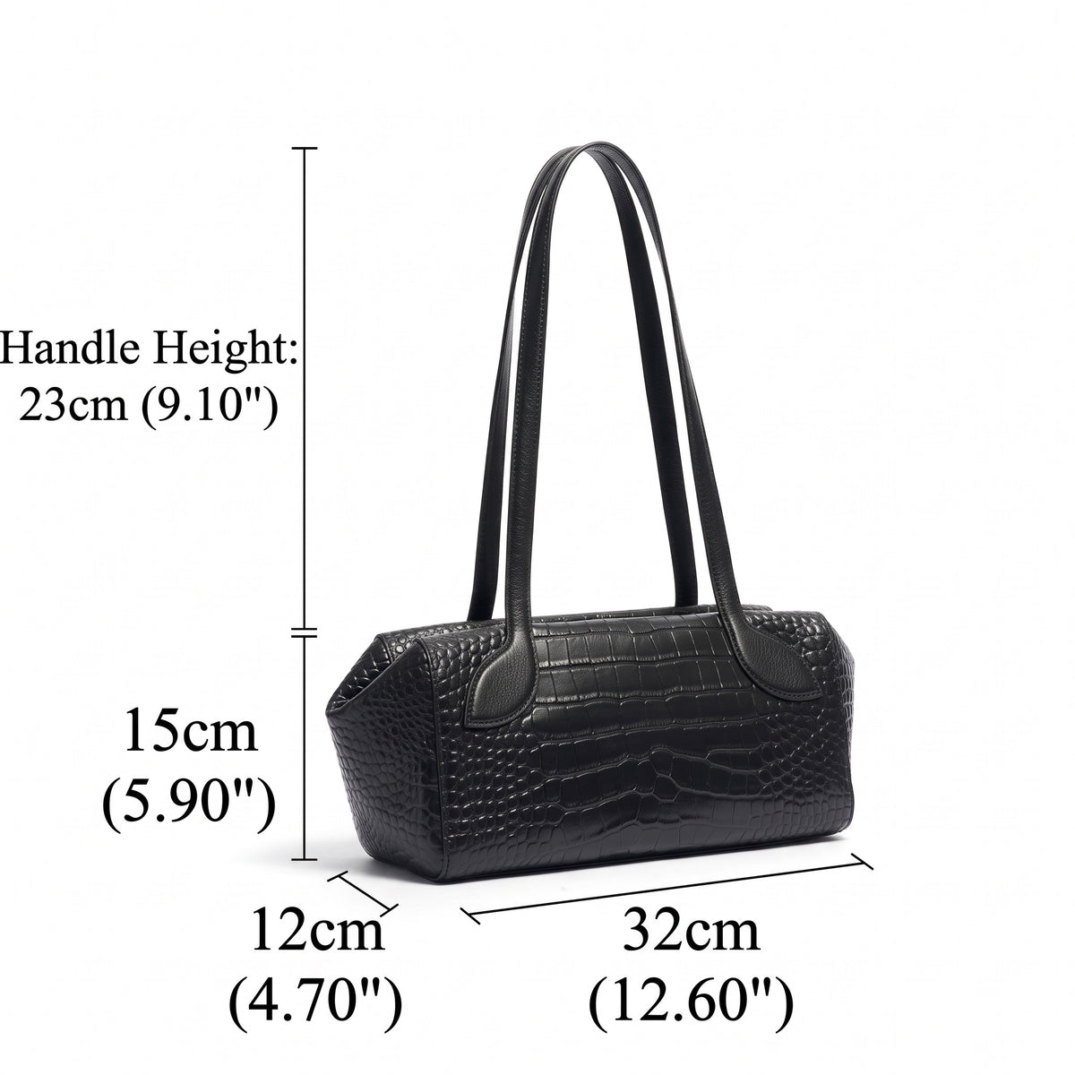 Sleek Luxe Croc Embossed Genuine Leather Bowling Clutch Bag
