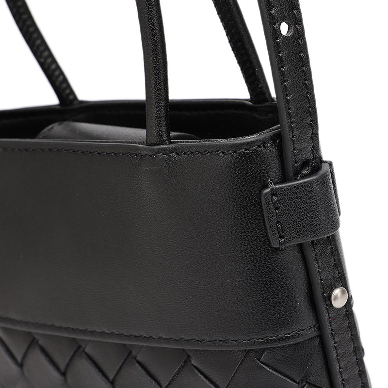Mini borsa clutch artigianale intrecciata in vera pelle di agnello