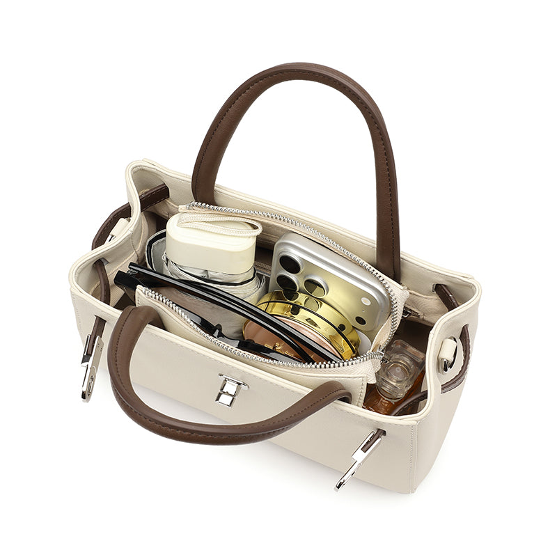 Elegante borsa Kelly a tracolla in vera pelle testurizzata