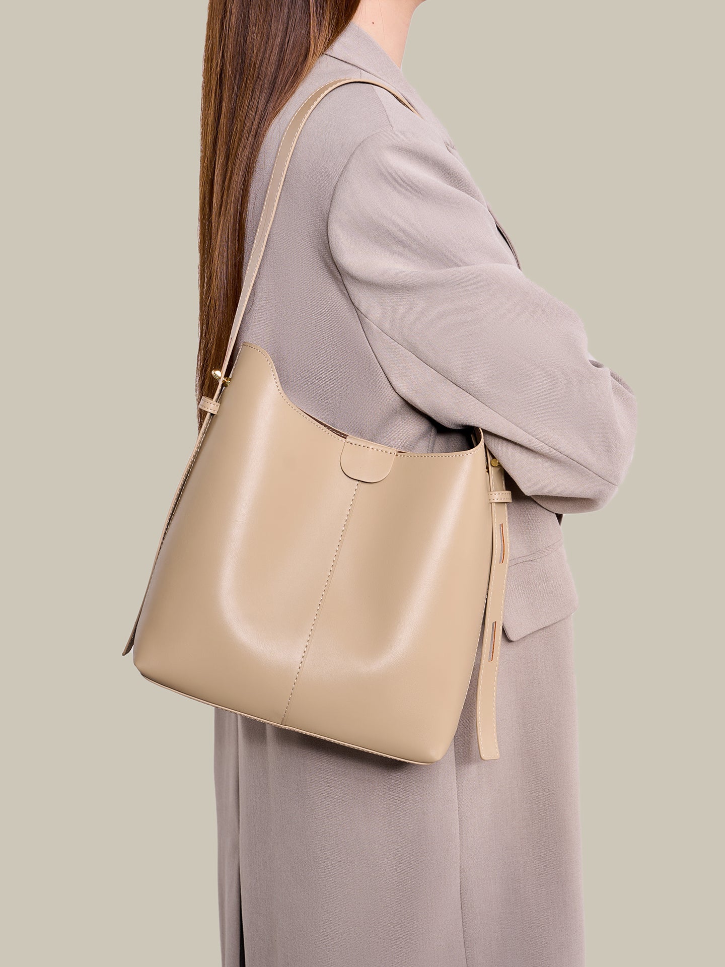 Classic Minimalist Vegan Eco-Leather Hobo Tote Clutch Bag